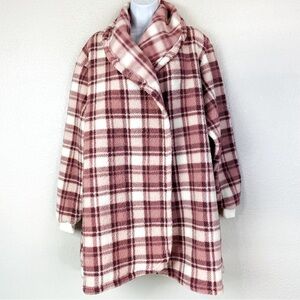 Berkshire Cozy All Day Daydream Pink Plaid Home Cardigan Robe Size L
